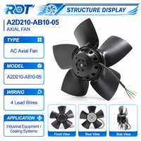 Ventilateur axial AC A2D210-AB10-05 400V triphasé 130W 3050 tr/min 210mm à pales métalliques pour refroidissement d'armoire d'onduleur – Pièce de rechange