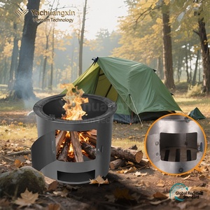 Estufa Portátil de Hierro Fundido para Leña, Calentador para Cocinar al Aire Libre y Acampar, con Asa y Puerta - Product Image 2