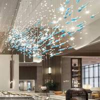 Lustres et lampes suspendues modernes de grande taille pour hall d'hôtel, de nombreux modèles en forme de poisson