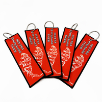 Porte-clés personnalisés promotionnels avec logo double face, en tissu, impression typographique, en acier inoxydable durable