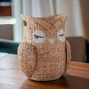 Round Bamboo Storage <b>Basket</b> Eco-friendly Durable Cute Handwoven Multi-functional Home Bedroom Nursery Kids Room Wardrobe Bin - Product Image 1