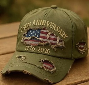 Casquette de baseball unisexe drôle et réglable en coton délavé à 6 panneaux, motif drapeau américain, édition 250e anniversaire USA - Product Image 6