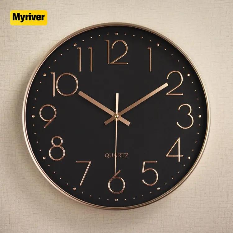 Myriver Double Peacock Shaped Wall Clock Black And Golden