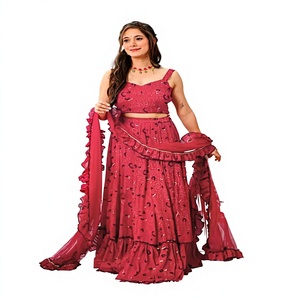 Lehenga choli style fête, tissu chinon airtex lourd avec impression numérique, doublure en crêpe beurre, avec dupatta, jusqu'à 6XL. - Product Image 1