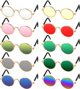 Lunettes de soleil amusantes pour chat et chien, lunettes pour animaux de compagnie, rondes, en métal, petites, classiques, rétro - Product Image 6