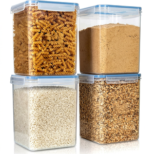 ชุดกล่องเก็บอาหารสุญญากาศ 4 ชิ้น ผลิตภัณฑ์ใหม่ ปลอดสาร BPA สำหรับเก็บแป้ง น้ำตาล และซีเรียล กล่องพลาสติกเก็บอาหารแห้งแบบสุญญากาศ - Product Image 1