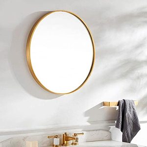Espejo de Pared Decorativo <span class=keywords><strong>Art</strong></span> <span class=keywords><strong>Deco</strong></span> de Lujo, Grande, Circular, con Marco de Aluminio Dorado, Ecológico, Elegante, para Baño o Villa, de Fábrica - Product Image 5