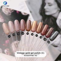 Vernis à ongles en gel UV LED coloré en gros, marque privée, semi-permanent, à faire tremper, gel vintage doré
