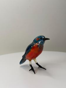 Figura de Pájaro Pescador de Cristal Hecha a Mano, 10 cm, Azul y Naranja, Escultura Animal, Decoración para el Hogar - Product Image 4