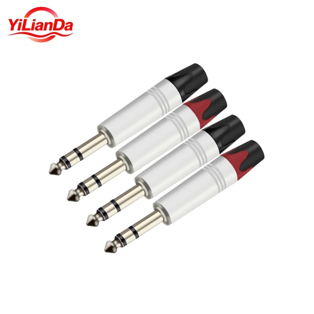 1/4 Inch Stereo Audio Jack Plug Male TRS 1/3 Pin Gold-Plated 6.35 6.5mm Guitar Connector Dual Channel XLR Mono Copper Connectors