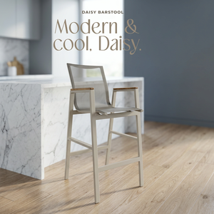 Tabouret de bar moderne en aluminium pour extérieur, chaise haute avec dossier et accoudoirs pour patio, hôtel, villa - Product Image 3