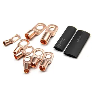 Assortment Electric Motorcycle Car Copper Ring Terminal Wire Crimp Connector Bare Cable Battery Terminals with Shrink Tube 140pc