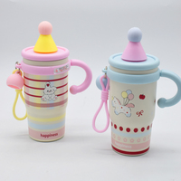 Nouvelle Tasse Thermos Portable en Acier Inoxydable Grande Capacité à Poignée Dessin Animé Ice Bully, Design Attrayant pour Voyage