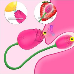 Vibrador de doble cabezal con forma de rosa, recargable por USB, 3 velocidades, control manual, para masturbación femenina, estimulador de senos - Product Image 6