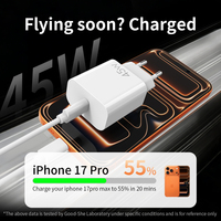 Nouveau Chargeur Certifié UE 45W à Port Unique 2026 pour iPhone 17, Tablette, Montre Connectée et Téléphone Portable