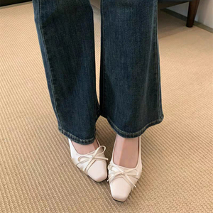 Zapatos de Tacón Grueso con Lazo de Satén y Chifón Estilo Francés para Mujer, Novedad 2026, Estilo Coreano, Perfectos para Vestidos - Product Image 3