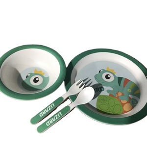 Vaisselle pour enfants 2025, ensemble de 5 pièces, assiette, bol, tasse, cuillère, fourchette, fibre de bambou naturelle, biodégradable, pour enfant - Product Image 1