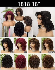 Perruque Lace Front en Cheveux Humains Remy Vierges à 100% Densité 200%, Courte, Frangée, Bouclée Naturelle, Style Bob Brésilien, Ondulation Spring Curl, avec Frange 4 # - Product Image 6
