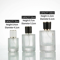 Flacon pulvérisateur vide à rayures verticales pour cosmétiques, diffuseur, 30ml 50ml 100ml, en verre, pour parfum ou huile, avec bouchon