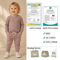 Ensemble de vêtements côtelés pour bébé d'automne, ensemble côtelé en coton biologique pour bébé, pyjamas pour enfants, tenue pour bébé