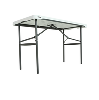 Table pliante moderne en tube d'acier, portable, pour extérieur, rectangulaire, en HDPE, 4 pieds, avec structure en fer, mobilier d'extérieur pour cuisine, atelier, OEM