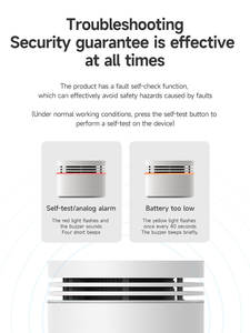 Détecteur de fumée intelligent sans fil avec détection de chaleur, alarme incendie photoélectrique WiFi, pas de câblage nécessaire, alertes push sur téléphone via l'application - Product Image 5