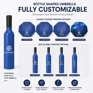 Paraguas Promocionales con Logotipo Personalizado, Regalo Empresarial para Eventos, Viajes, Días Lluviosos y Soleados, Paraguas Plegable Tipo Botella de Vino - Product Image 3