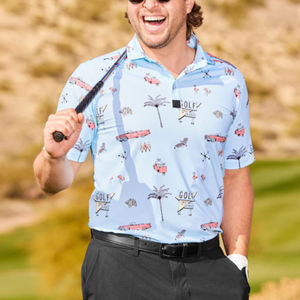 Camisetas de polo de golf de lujo de rendimiento para hombre de diseño OEM 100% poliéster impresión por sublimación completa camisetas de polo de golf transpirables - Product Image 1