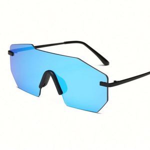 Lunettes de soleil classiques tendance 2019 pour femmes et hommes, verres miroir, lunettes de soleil surdimensionnées sans monture - Product Image 5
