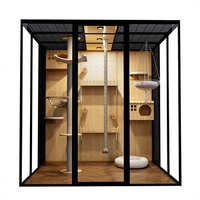 Cages et maisons pour animaux de compagnie Shuimusheng, villa pour chat en alliage d'aluminium, cage pour chat de luxe légère, paradis pour chat, enclos en verre extra-large à plan ouvert