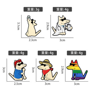 Broches en émail pour <span class=keywords><strong>chien</strong></span>, thème Fierté LGBT, style dessin animé cool, avec motifs Chiot amusant avec lunettes de soleil, Arc-en-ciel, Rosie puissante, et motifs animaux mignons - Product Image 6