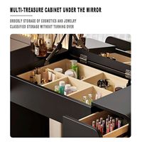 Coiffeuse de chambre moderne en bois massif avec miroir inclinable éclairé et bureau de maquillage rétractable intégré, best-seller populaire