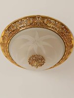 Plafonnier LED encastré en cuivre de style européen avec abat-jour en verre, design moderne et épuré pour chambres, salons et couloirs