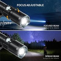 Lampe de poche rechargeable 2000 lumens, lumière tactique USB-C avec mise au point réglable, 4 modes (ultra/haut/bas/stroboscope), étanche IPX7