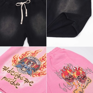 Shorts en molleton français personnalisés pour hommes, style vintage, imprimé sérigraphié Hip Hop, écologiques, sans MOQ, haute qualité, effet délavé à l'acide - Product Image 3