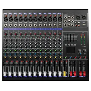 Système de mixage de console audio professionnel à 12 canaux avec processeur de signal sonore MP3 pour équipement audio de performance sur scène