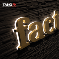 Enseigne d'entreprise personnalisée en acier inoxydable rétroéclairée, lettres 3D LED étanches IP65 avec placage or pour la décoration des entreprises