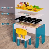 Bloques de Construcción de Madera para Niños, Mesa de Juego Educativa con Partículas para Edades de 4 a 6 Años, Juego de Ensamblaje para Aprendizaje Temprano