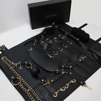 13 pièces BDSM sexe Bondage ensemble sac en cuir Pu menottes collier Couple flirtant produits sexuels pour adultes