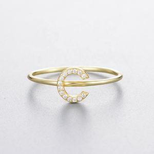 Joyería de moda de Plata de Ley 925, anillos con 26 letras iniciales, Zirconia cúbica blanca chapada en oro para fiestas de bodas - Product Image 4