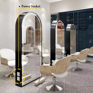 Station de coiffure professionnelle pour salon de beauté avec miroir sur pied à LED - Product Image 6