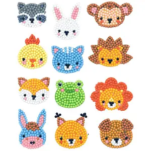 Phim Hoạt Hình Dán 5D Bộ Dụng Cụ Sơn Kim Cương Cho Trẻ Em Ếch Chó Khỉ Khảm Sticker Craft Sơn Kim Cương Stickers Kit