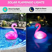 Lot de 2 flotteurs gonflables flamants roses lumineux pour piscine, à énergie solaire, étanches, LED, pour anniversaires, remises de diplômes, nouveautés