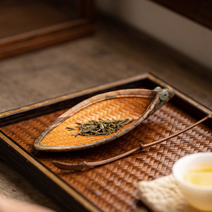 Cuillère à thé en bambou tissé, design rétro plat fait à la main, pour la dégustation du thé, outils pour le café et le thé - Product Image 1