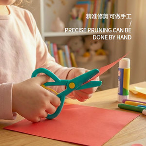Ciseaux pour enfants en acier inoxydable, orange, bleu, pointe ronde élastique, sécurité pour les étudiants, les tout-petits, usage domestique - Product Image 3