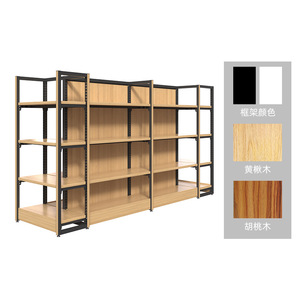 Rd Supermarket Shelves 4 Tier Adjustable Steel Wood Heavy Duty For Convenience Store Grocery Retail - Product Image 1
