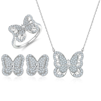 Petits Huggies en Argent Sterling 925 avec Papillon et Zircone Cubique, Tendance