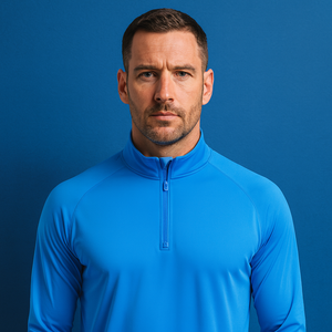 OEM personalizado 100% poliéster hombres Golf pulóver sudadera 1/4 cuello con cremallera con soporte impreso diseño Logo bordado Color sólido - Product Image 1