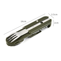 Ensemble couteau, fourchette et cuillère pliable de camping Couteau de poche multifonctionnel en acier inoxydable avec démontage pour les repas en plein air