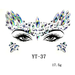 Neue Mode temporäre selbst klebende Augen Gesicht Acryl Diamant Großhandel benutzer definierte Kristall Edelstein Aufkleber für Gesicht